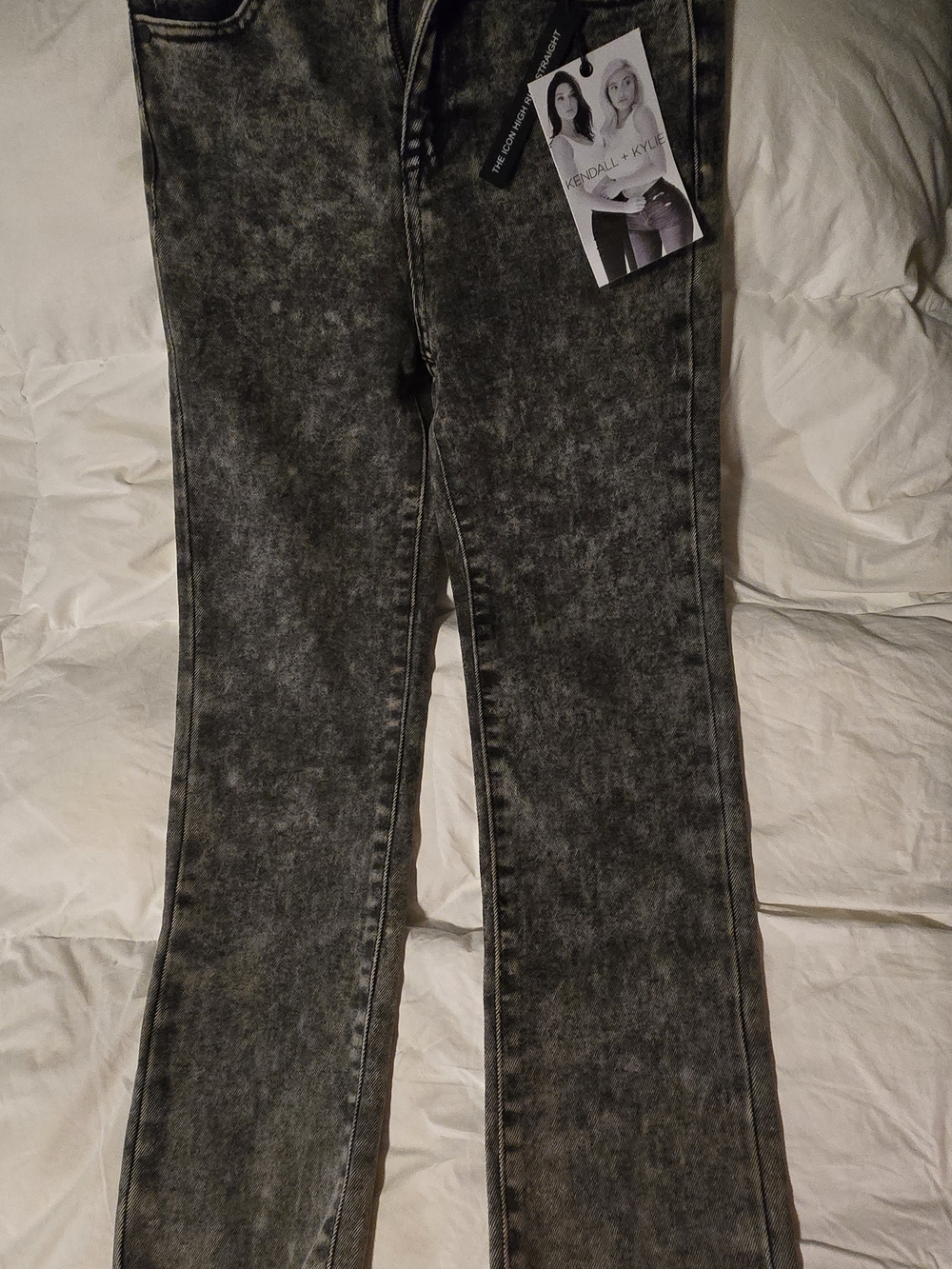 Kendall & Kylie Womens Acid Wash Gray Flare Jeans